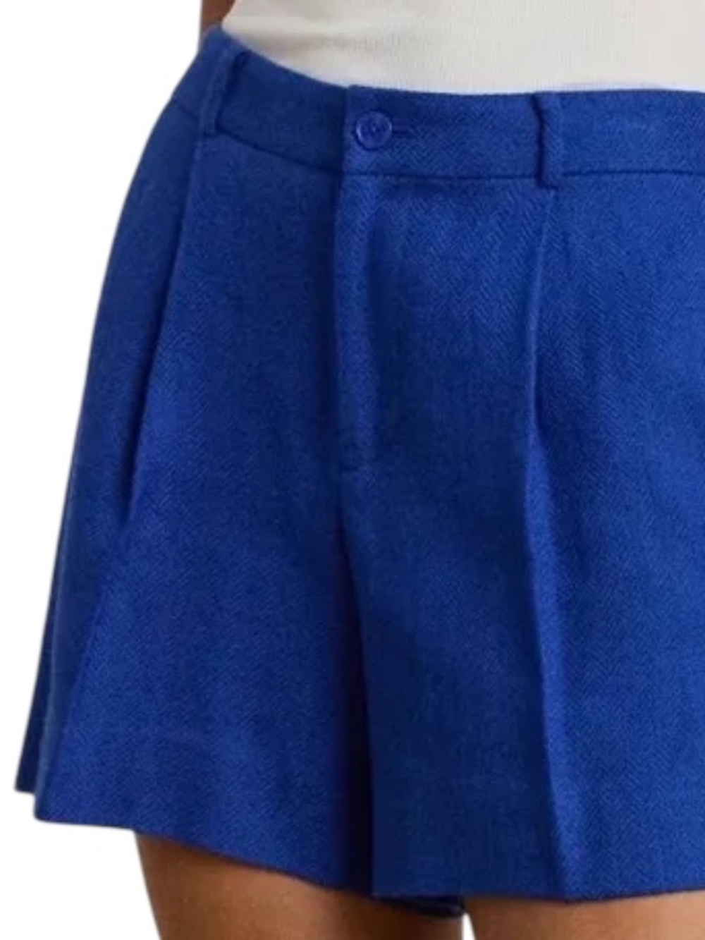 H&M Linen Blend Pleated Shorts - Blue Size 10